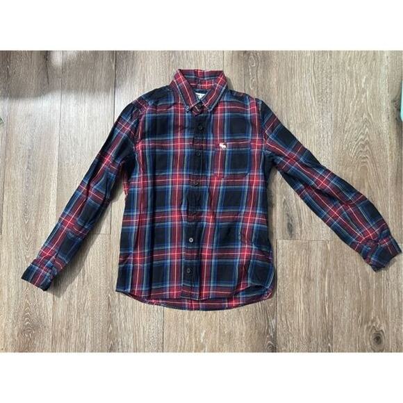 Abercrombie Kids Boys 13/14 Navy & Red Plaid Shirt – EUC - Picture 1 of 4